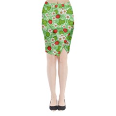 Strawberries Pattern Seamless Midi Wrap Pencil Skirt