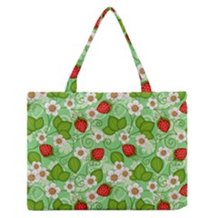 Strawberries Pattern Seamless Zipper Medium Tote Bag