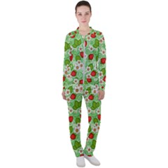 Strawberries Pattern Seamless Casual Jacket And Pants Set by Posterlux