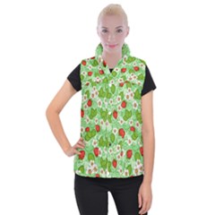 Strawberries Pattern Seamless Women s Button Up Vest