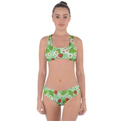 Strawberries Pattern Seamless Criss Cross Bikini Set