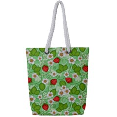 Strawberries Pattern Seamless Full Print Rope Handle Tote (small)