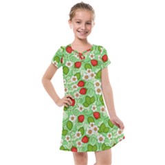 Strawberries Pattern Seamless Kids  Cross Web Dress