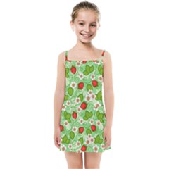 Strawberries Pattern Seamless Kids  Summer Sun Dress