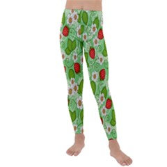 Strawberries Pattern Seamless Kids  Lightweight Velour Leggings by Posterlux