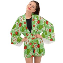 Strawberries Pattern Seamless Long Sleeve Kimono