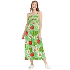 Strawberries Pattern Seamless Boho Sleeveless Summer Dress