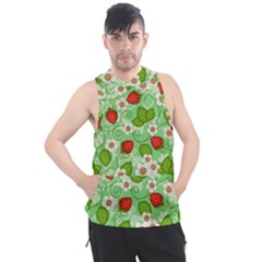 Strawberries Pattern Seamless Men s Sleeveless Hoodie by Posterlux