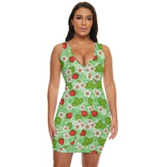 Strawberries Pattern Seamless Draped Bodycon Dress