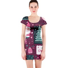 Christmas Santa Claus Short Sleeve Bodycon Dress