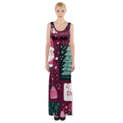 Christmas Santa Claus Thigh Split Maxi Dress