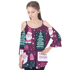 Christmas Santa Claus Flutter Sleeve T-shirt