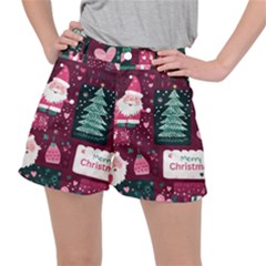 Christmas Santa Claus Women s Ripstop Shorts by Posterlux