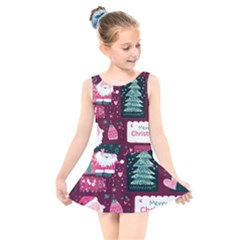 Christmas Santa Claus Kids  Skater Dress Swimsuit