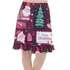 Christmas Santa Claus Fishtail Chiffon Skirt