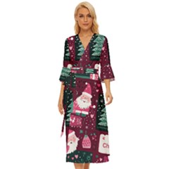 Christmas Santa Claus Midsummer Wrap Dress