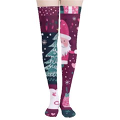 Christmas Santa Claus Thigh High Stockings by Posterlux