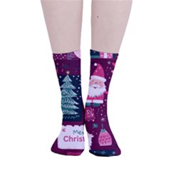 Christmas Santa Claus Smooth Crew Length Tube Socks by Posterlux