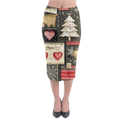 Christmas Reindeer Midi Pencil Skirt