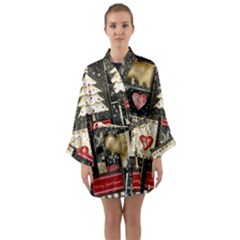 Christmas Reindeer Long Sleeve Satin Kimono