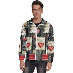 Christmas Reindeer Men s High Neck Windbreaker