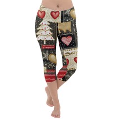 Christmas Reindeer Lightweight Velour Capri Yoga Leggings