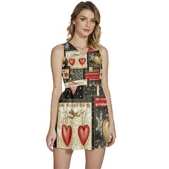 Christmas Reindeer Sleeveless High Waist Mini Dress