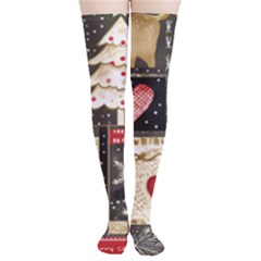 Christmas Reindeer Thigh High Stockings by Posterlux