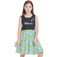 Personalized Name Candy Sweet Pattern Kids  Skater Dress