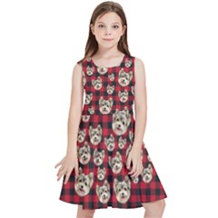 Personalized Name Xmas Checked Pattern Kids  Skater Dress