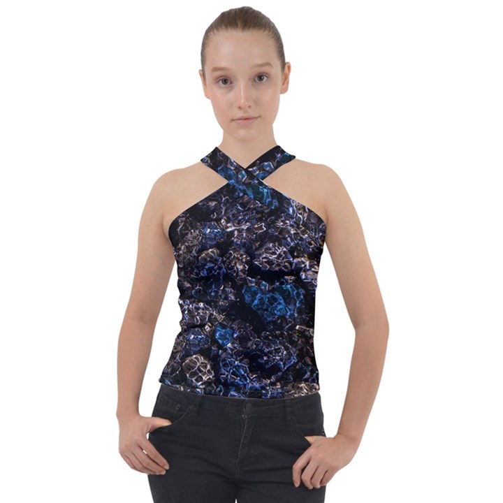 Rocky Lake Reflection  Cross Neck Velour Top