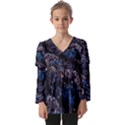 Rocky Lake Reflection  Kids  V Neck Casual Top View1