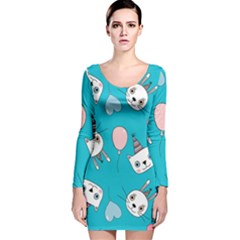 Birtay Cats Bunnies, Koteto Long Sleeve Velvet Bodycon Dress