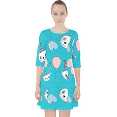 Birtay Cats Bunnies, Koteto Quarter Sleeve Pocket Dress