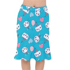 Birtay Cats Bunnies, Koteto Short Mermaid Skirt by kyorashop23