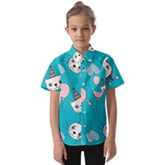 Birtay Cats Bunnies, Koteto Kids  Short Sleeve Shirt by kyorashop23