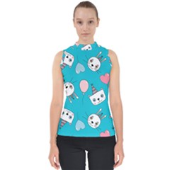 Birtay Cats Bunnies, Koteto Mock Neck Shell Top