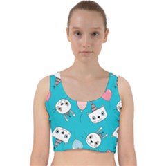 Birtay Cats Bunnies, Koteto Velvet Racer Back Crop Top by kyorashop23