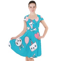 Birtay Cats Bunnies, Koteto Cap Sleeve Midi Dress With Pockets by kyorashop23