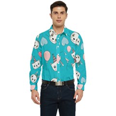 Birtay Cats Bunnies, Koteto Men s Long Sleeve Pocket Shirt  by kyorashop23