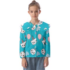 Birtay Cats Bunnies, Koteto Kids  Peter Pan Collar Blouse by kyorashop23