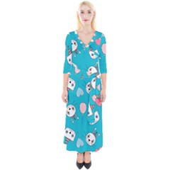 Birtay Cats Bunnies, Koteto Quarter Sleeve Wrap Maxi Dress by kyorashop23