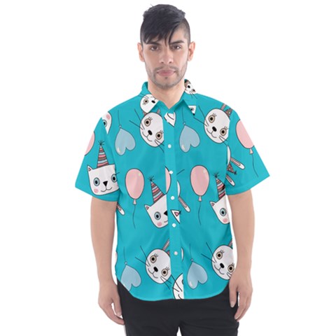 Birtay Cats Bunnies, Koteto Men s Short Sleeve Shirt by kyorashop23