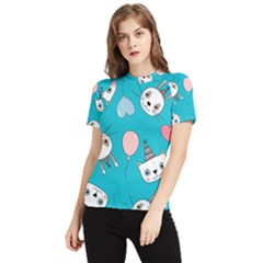 Birtay Cats Bunnies, Koteto Women s Short Sleeve Rash Guard by kyorashop23