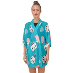 Birtay Cats Bunnies, Koteto Half Sleeve Chiffon Kimono by kyorashop23