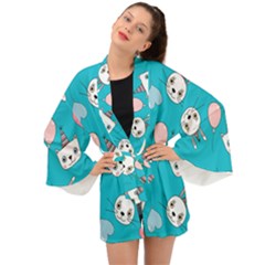 Birtay Cats Bunnies, Koteto Long Sleeve Kimono by kyorashop23