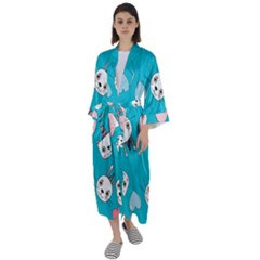 Birtay Cats Bunnies, Koteto Maxi Satin Kimono by kyorashop23