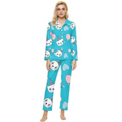 Birtay Cats Bunnies, Koteto Womens  Long Sleeve Velvet Pocket Pajamas Set