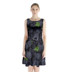 Blackberry Fruit, Fruit Sleeveless Waist Tie Chiffon Dress