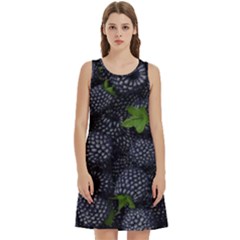 Blackberry Fruit, Fruit Round Neck Sleeve Casual Dress With Pockets